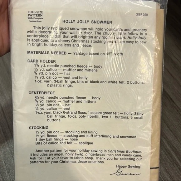 Holly Jolly Snowman pattern - Picture 2 of 3